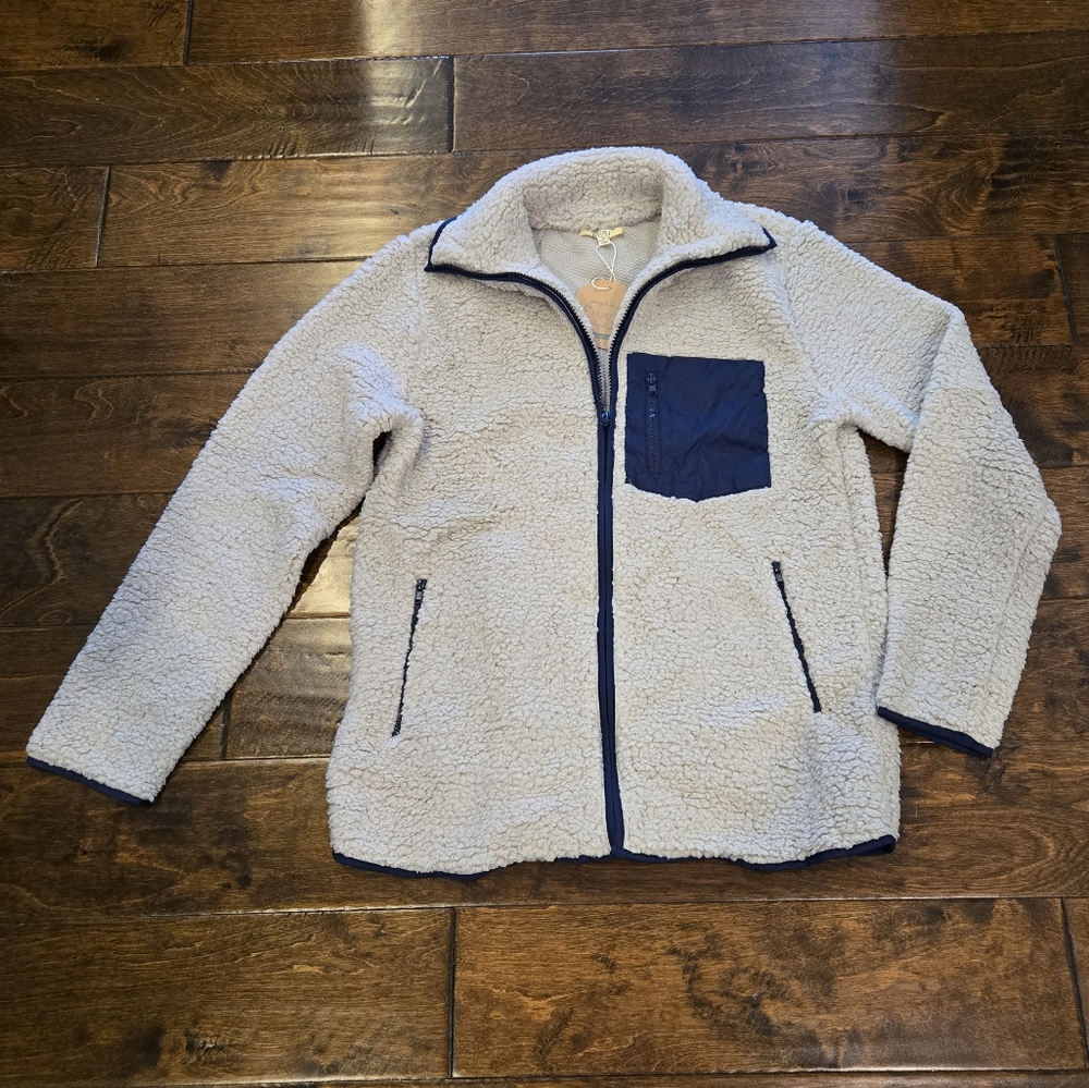 NWT Kori Sherpa Jacket Gray & Navy Size S